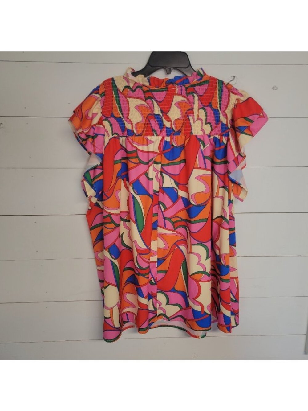 Entro Womens Floral Abstract Print Smocked Blouse 1X - Picture 5 of 6